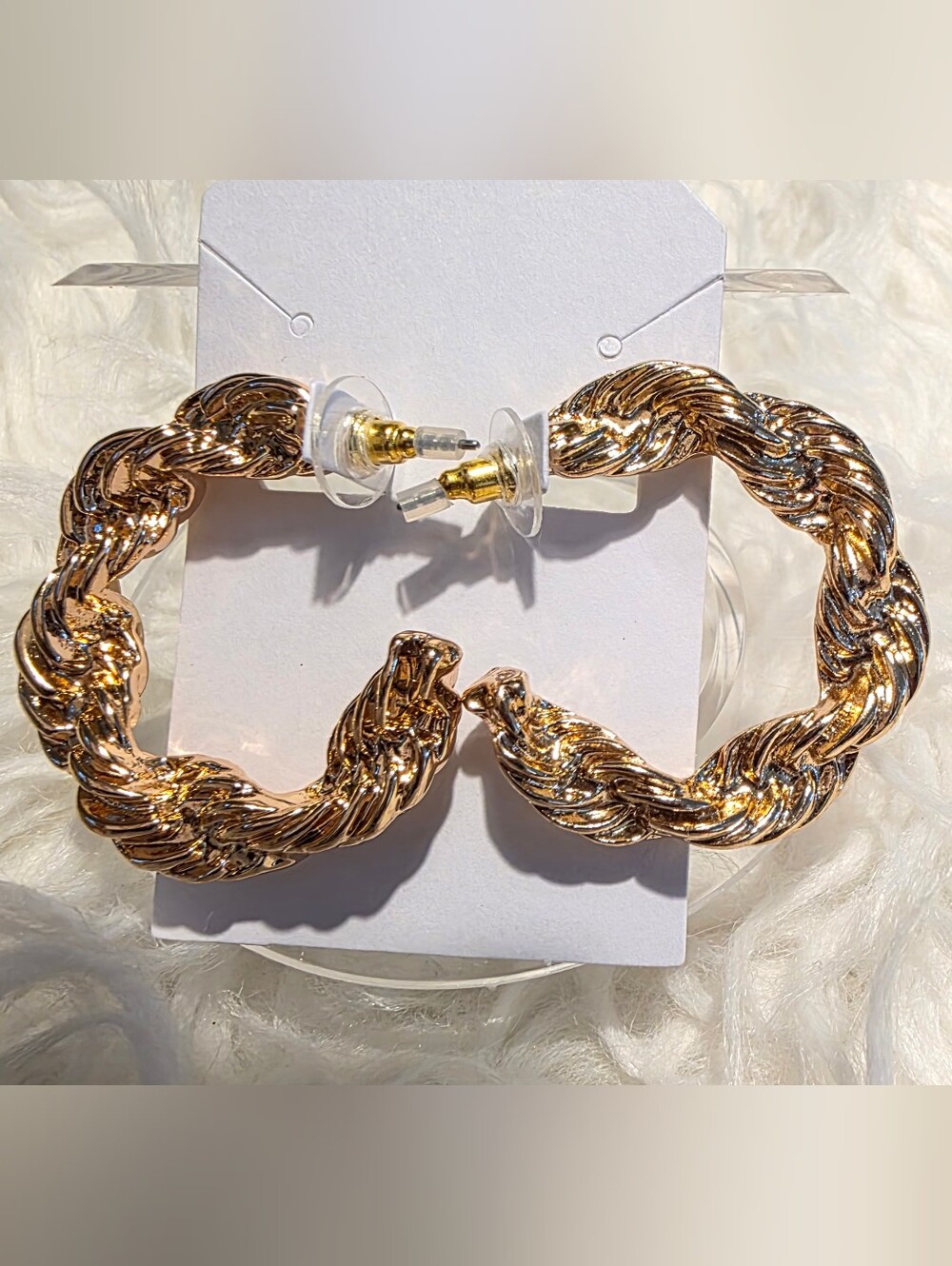 Gold Twisted Hoop Earrings - Women Jewelry